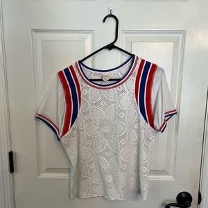 We the Free Red, White, and Blue Lace Top
